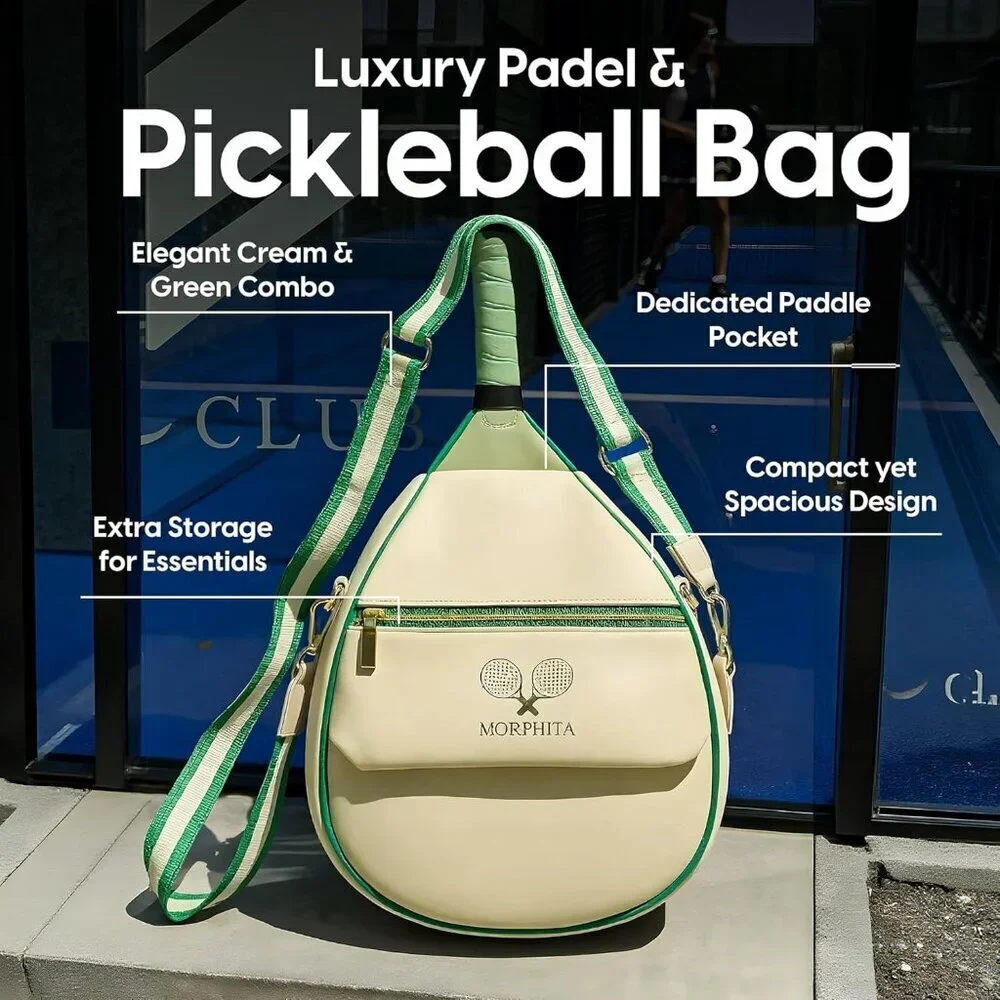 Women’s Padel Pickleball Bag Vegan Leather Compact Racket Pouch Tote